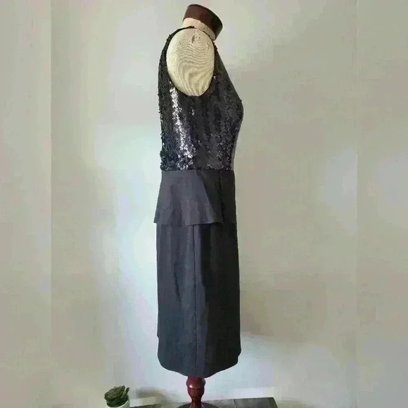 ELIE TAHARI black sequin peplum dress. Size 8 - Picture 4 of 11